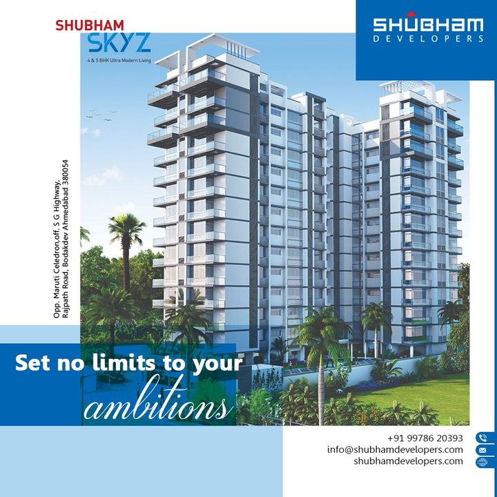 Shubham Skyz is a Boundless Delight for your Fine Living with gracious homes and plush amenities.  Now, make your everyday more alive living at Shubham Skyz. 

Shubham Skyz is 4 & 5 BHK ULTRA-MODERN LIVING @BODAKDEV, AHMEDABAD with Extravagant Amenities and Impressive Layout Plans for your Home.

#ShubhamSkyz #PicturesqueView #ExperienceExtravagance #Luxury #HappyHomes #Family #HappyFamily #HomeWithNature #HappyNature #NatureSpecial #Bodakdev #ShubhamDevelopers #RealEstate #Gujarat #India