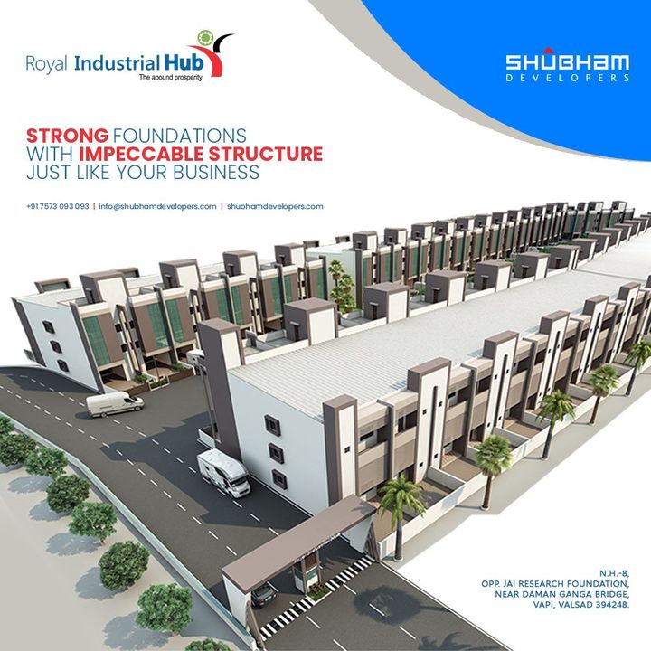 An office with Strong foundations and an impeccable structure is what will help your business flourish.

#RoyalIndustrialHub #ShubhamDevelopers #IndustrialHub #BusinessHub #Entrepreneurs #CorporateHub #Office #OfficeSpaces #Gujarat #India