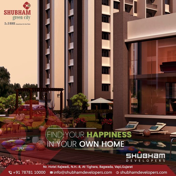 Find your happiness in your own home Unlock your dream of a luxurious home Only at Shubham Green City. 

Shubham Green City has 2 & 3 BHK LUXURIOUS HI-RISE FLATS @ VAPI, GUJARAT.

#ShubhamGreenCity #Greencity #ShubhamDevelopers #RealEstate #Gujarat #India #Vapi #2BHK #3BHK #Vapi #Homeforeveryone #Luxury #Home