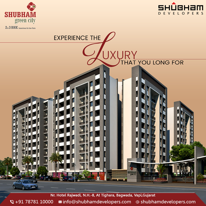 Experience the luxury that you long for with state of the art amenities and opulence Only at Shubham Green City.

Shubham Green City has 2 & 3 BHK LUXURIOUS HI-RISE FLATS @ VAPI, GUJARAT.

#ShubhamGreenCity #Greencity #ShubhamDevelopers #RealEstate #Gujarat #India #Vapi #2BHK #3BHK #Vapi #Homeforeveryone #Luxury #Home