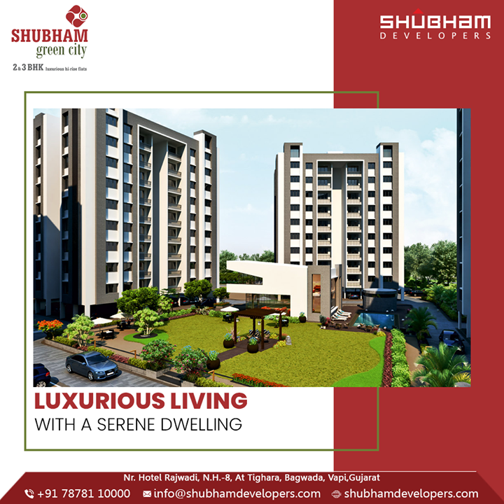 Homes engineered to give you all the luxurious amenities with a serene environment, right where you dwell. 

#ShubhamGreenCity #Greencity #ShubhamDevelopers #RealEstate #Gujarat #India #Vapi #2BHK #3BHK