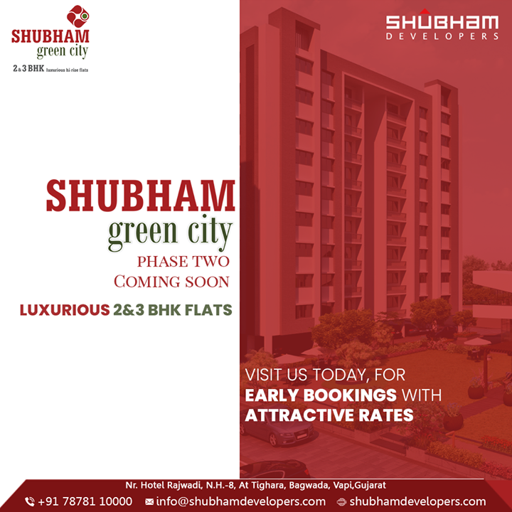Shubham Developers,  ShubhamGreenCity, Greencity, ShubhamDevelopers, RealEstate, Gujarat, India, Vapi, 2BHK, 3BHK.