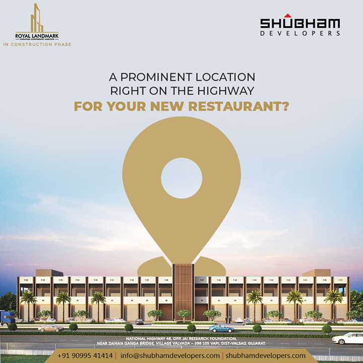 What could be a better business strategy for a restaurant than a location that never goes unnoticed?
The Royal Landmark is all set to give your new restaurant a head start with its prominent location.

#RoyalLandmark #Commercial #ShubhamDevelopers #RealEstate #Gujarat #India