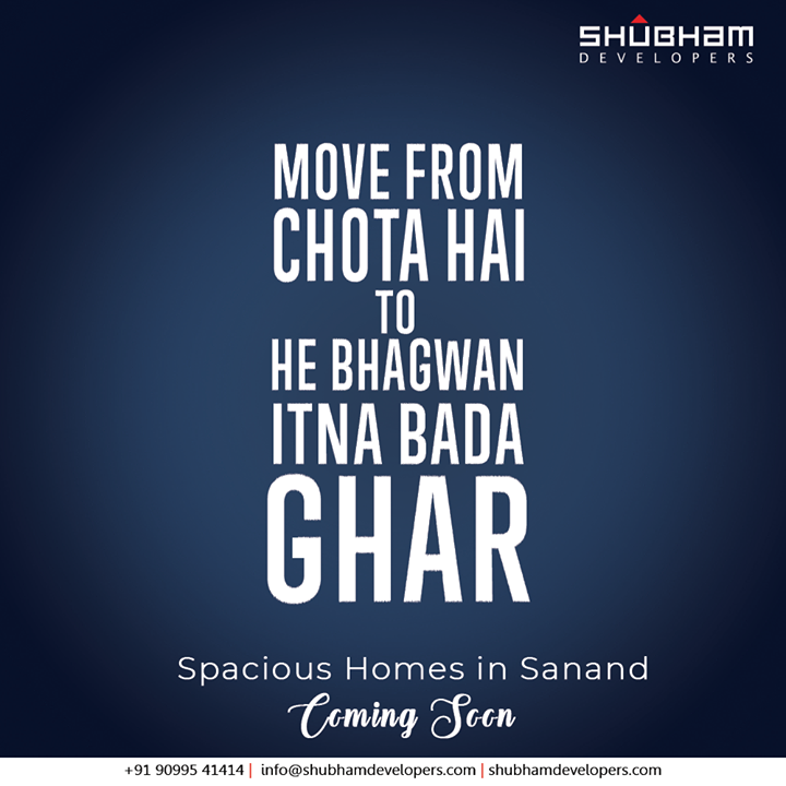 Luxurious and Spacious Abodes in Sanand.
Coming soon.

Pre-launch bookings.
Starting shortly. Stay Tuned.

#ComingSoon #ShubhamDevelopers #RealEstate #Gujarat #India