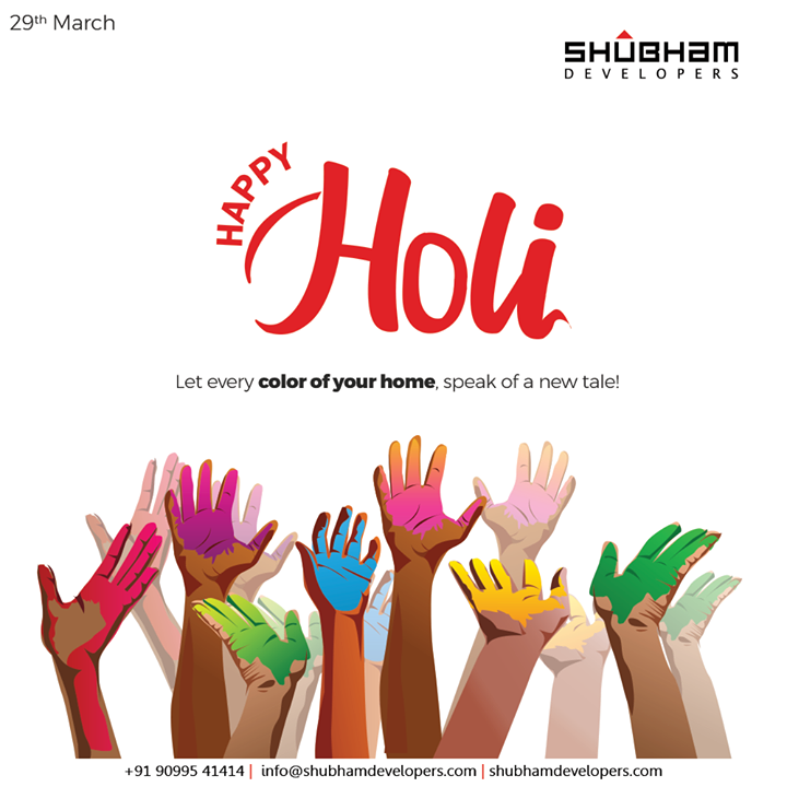 Let every color of your home, speak of a new tale!

#Holi #HappyHoli #Holi2021 #Colours #FestivalOfColours #HoliHai #Festival #IndianFestival #ShubhamDevelopers #RealEstate #Gujarat #India