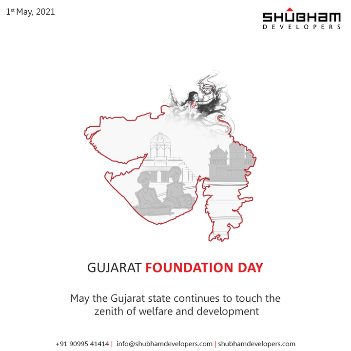 May the Gujarat state continues to touch the xenith of
welfare and development

#GujaratDay #GujaratFoundationDay #GujaratDay2021 #ShubhamDevelopers #RealEstate #Gujarat #India