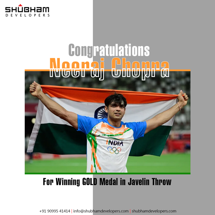Congratulations to the Olympic Gold Medalist, Neeraj Chopra. He won the much awaited GOLD Medal in Javelin Throw. 
You’ve made India Proud!

#ShubhamDevelopers #Ahmedabad #reels #realtor #home #property #investment #dreamhome #luxury #explore #bhfyp #InstaGood #NeerajChopra #JavelinThrow #GoldMedal #Gold #India #Champion #TokyoOlympics #Olympics #Olympics2020