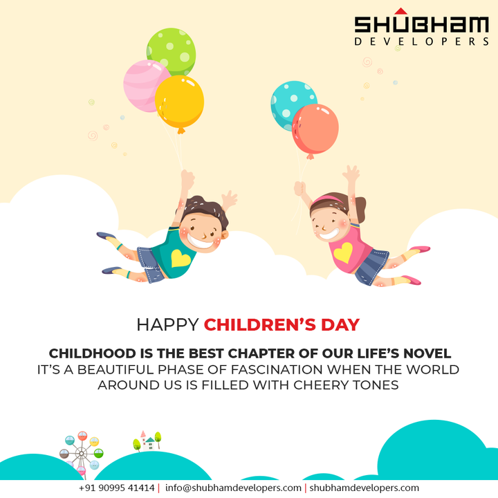 Childhood is the best chapter of our life's novel it's a beautiful phase of fascination when the world around us is filled with cheery tones

#ChildrensDay #HappyChildrensDay #ChildrensDay2021  #ShubhamDevelopers #Gujarat #India #Realestate