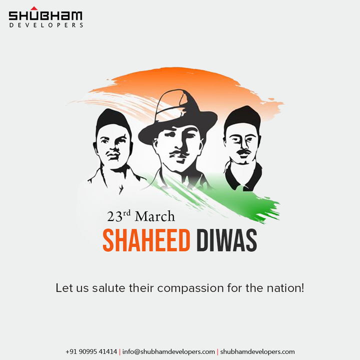 Let us salute their compassion for the nation!

#ShaheedDiwas #RememberTheMartyrs #BhagatSingh #Rajguru #Sehdev #ShaheedDiwas2022 #ShubhamDevelopers #Gujarat #India #Realestate