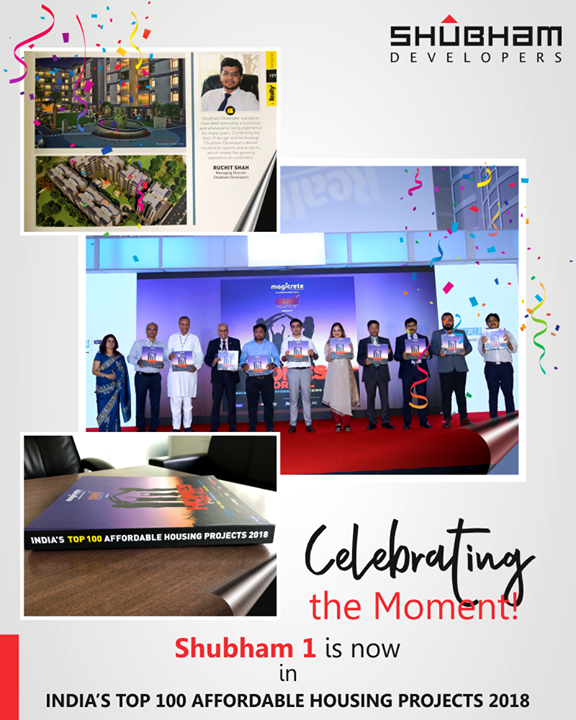 Congratulations to team Shubham Developers as “Shubham 1” has found mentions in the renowned magazine “India’s top 100 Affordable Housing Projects 2018” 

#ProudMoments #ShubhamDevelopers #RealEstate #Ahmedabad