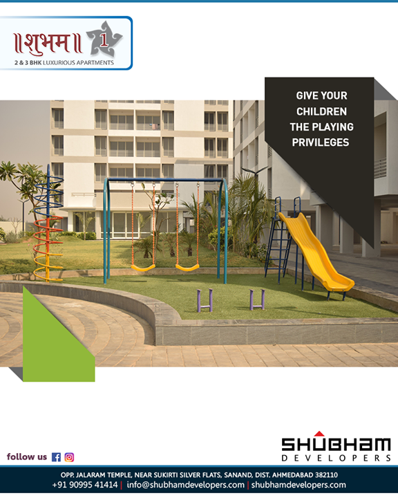 Let the fun, frolic & energy get rolled at your home sweet home.

Give your children all the playing privileges they deserve at the tastefully designed #Shubham1.

#PlayingPrivileges #Shubham #ShubhamDevelopers #RealEstate #Gujarat