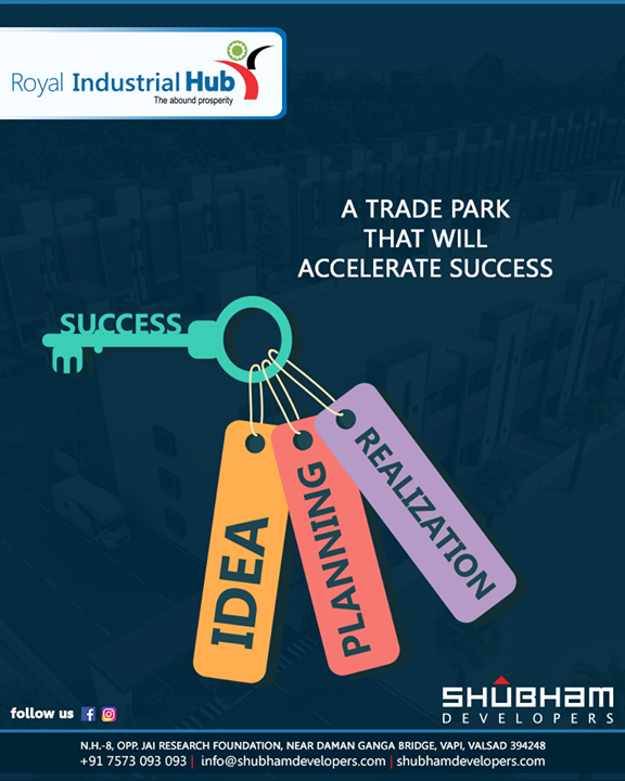 The dynamic, contemporary & eco-friendly trade-park; Royal industrial hub comprises of industrial spaces with an aura where success is bound to accelerate.

#AdvancedTradePark #ShubhamDevelopers #IndustrialHub #BusinessHub #Entrepreneurs #CorporateHub #Office #OfficeSpaces #Gujarat #India