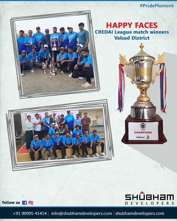 Shubham Developers is extremely delighted to bring to light our immense success at the #CREDAILeague for #ValsadDistrict.

#PrideMoment #HappyFaces #CREDAILeagueWinners #TeamSpirit #Sportsmanship #TeamWork #ShubhamDevelopers #OfficeSpaces #Gujarat #India