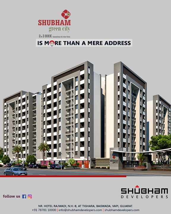 With a contemporary take on the gracious modern living, #ShubhamGreenCity is a lot more than a mere address!

#GreenCity #ShubhamDevelopers #RealEstate #Gujarat #India #2BHK #3BHK #Vapi