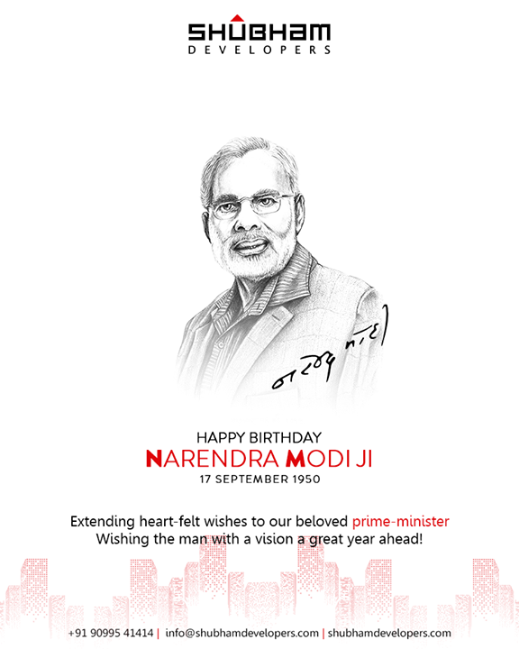 Extending heartfelt wishes to our beloved prime-minister
Wishing the man with a vision a great year ahead!

#HappyBdayPMModi #HappyBirthDayPM #NarendraModi #NAMO #ShubhamDevelopers #RealEstate #Gujarat #India