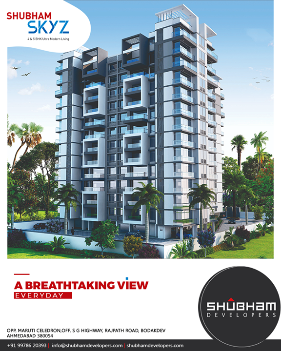 Open your windows to a breathtaking view everyday in an Shubham Skyz.

#ShubhamSkyz #PicturesqueView #ExperienceExtravagance #Luxury #HappyHomes #Family #HappyFamily #HomeWithNature #HappyNature #NatureSpecial #Bodakdev #ShubhamDevelopers #RealEstate #Gujarat #India