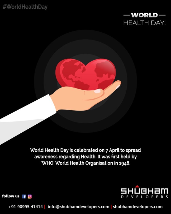 World Health Day is celebrated on April 7 to spread awareness regarding Health. It was first held by WHO in 1948.

#WorldHealthDay #WorldHealthDay2019 #GoodHealth #ShubhamDevelopers #BusinessHub #Entrepreneurs #CorporateHub #Office #OfficeSpaces #Gujarat #India