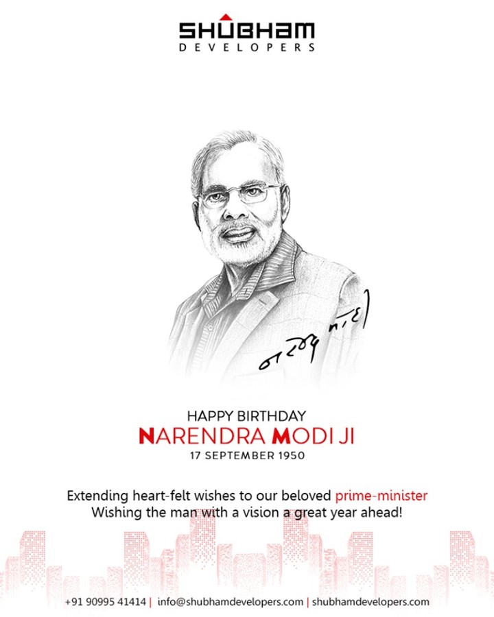 Extending heartfelt wishes to our beloved prime-minister
Wishing the man with a vision a great year ahead!

#HappyBdayPMModi #HappyBirthDayPM #NarendraModi #NAMO #ShubhamDevelopers #RealEstate #Gujarat #India