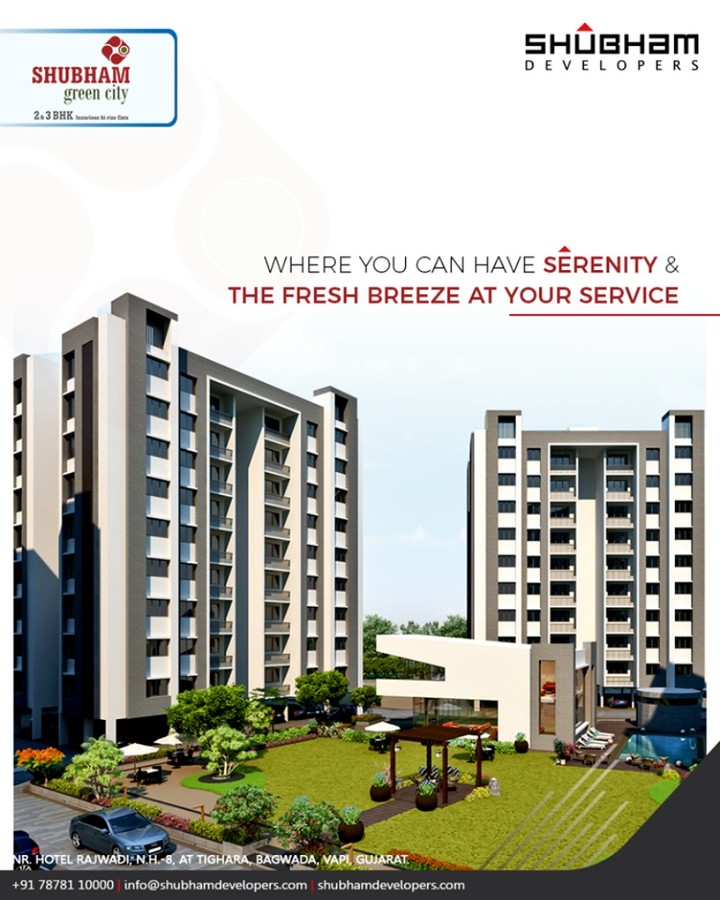Undo and unwind every-day at the place called home where you can haveserenity & the fresh breeze at your service.

#ShubhamGreenCity#Greencity #ShubhamDevelopers #RealEstate #Gujarat #India #Vapi #2BHK #3BHK