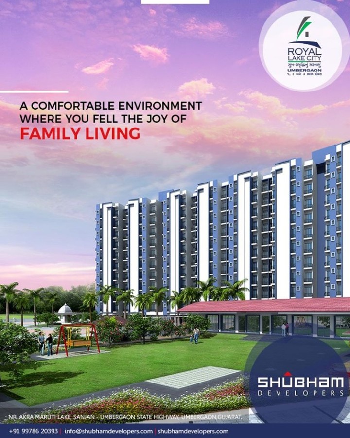 A comfortable environment where the joy of family living and community harmony come together for a perfect life.

#RoyalLakeCity #HappyHomes #Family #HappyFamily #HomeWithNature #HappyNature #NatureSpecial #Umbergaon #ShubhamDevelopers #RealEstate #Gujarat #India