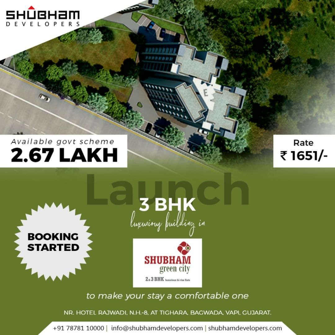 Shubham Developers,  ShubhamGreenCity, Greencity, ShubhamDevelopers, RealEstate, Gujarat, India, Vapi, 3BHK