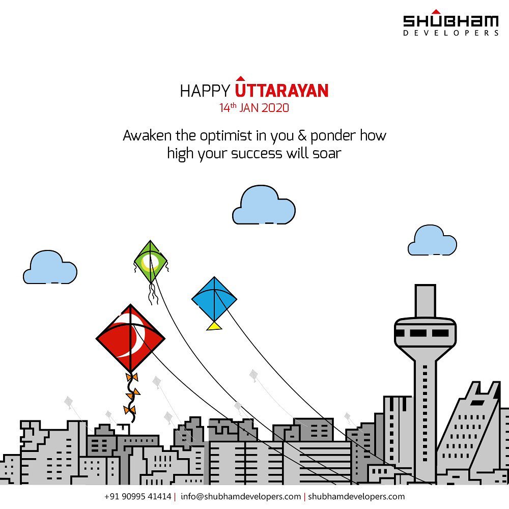 Awaken the optimist in you & ponder how high your success will soar

#MakarSankranti2020 #MakarSankranti #Kites #KitesFestival #Uttarayan #Uttarayan2020 #KiteFlying #CelebrationTime #ShubhamDevelopers #RealEstate #Gujarat #India