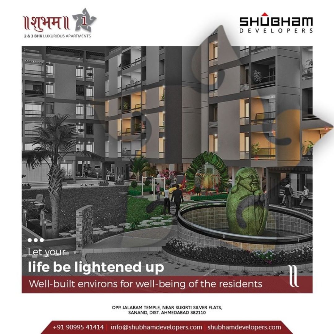 #Subham1 comprises of the well-built environs for the well-being of its residents.

Let your life and lifestyle be lightened up!

#SoulfulLiving #Fresh #GreenLiving #LiveWithNature #Nature #GoGreen #HappyHomes #Family #HappyFamily #HomeWithNature #HappyNature #NatureSpecial #Shubham1 #SolemnlyDesigned #Sanand #Mehsana #ShubhamDevelopers #RealEstate #Gujarat #India