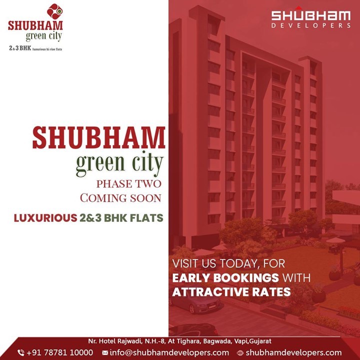 Shubham Green City Phase two coming soon with Luxurious 2&3 BHK Flats exclusively designed for your serene and opulent living.

Visit Us today, for Early Bookings at Attractive Rates

#ShubhamGreenCity #Greencity #ShubhamDevelopers #RealEstate #Gujarat #India #Vapi #2BHK #3BHK.