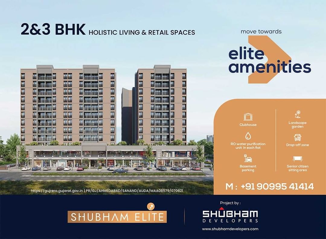 Be amongst the elite class and access the elite amenities with 2 & 3 BHK Homes & Retail Spaces with Shubham Elite. 

We're RERA APPROVED!  Book your happy-abode now.

#ShubhamElite #ShubhamDevelopers #RERAApproved #Sanand #ComingSoon #Ahmedabad #RealEstate #Gujarat #India #reels #realtor #home #property #investment #dreamhome #luxury #explore #bhfyp