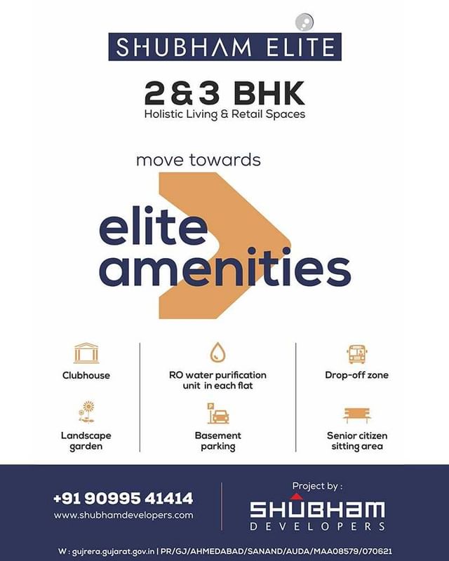 Bringing to you 2 & 3 BHK homes with world-class amenities and spacious interiors. You can spend a leisure day or a productive one, Shubham Elite will fit your every need in the best way possible. 

We're RERA APPROVED! Book your happy-abode now.

#ShubhamElite #ShubhamDevelopers #RERAApproved #Sanand #ComingSoon #Ahmedabad #RealEstate #Gujarat #India #reels #realtor #home #property #investment #dreamhome #luxury #explore #bhfyp