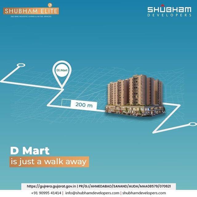 Get close to all the necessities of every-day life with Shubham Elite. Being located at a strategic location, we ensure to fulfil your errands in the best way. 

We're RERA APPROVED! Book your happy-abode now.

#ShubhamElite #ShubhamDevelopers #RERAApproved #Sanand #ComingSoon #Ahmedabad #RealEstate #Gujarat #India #reels #realtor #home #property #investment #dreamhome #luxury #dmart