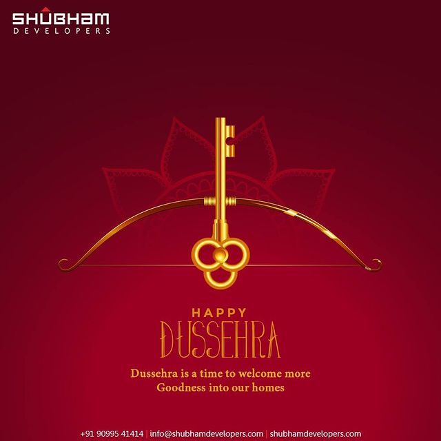 Dussehra  is a time to welcome more Goodness into our homes.

#HappyDusshera #Dusshera2021 #VijayaDashami #Festival #IndianFestivals #IndianCulture #FestiveSeason #SeasonsGreetings #FestiveVibe #Celebrations #ShubhamDevelopers #Gujarat #India #Realestate