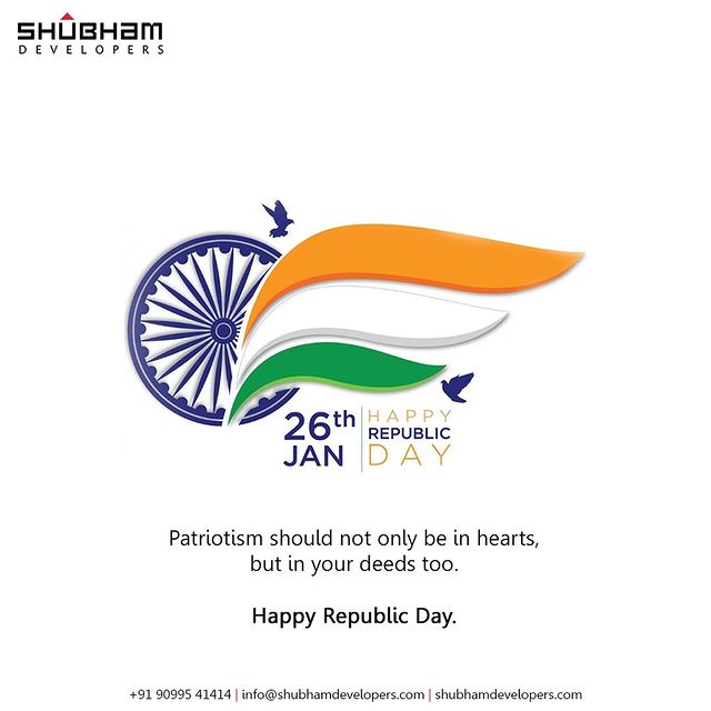 Patriotism should not only be in hearts, but in your deeds too.
#HappyRepublicDay #IndianRepublicDay #HappyRepublicDay2022 #ProudNation #ProudIndians #RepublicDay2022
#ShubhamDevelopers #Gujarat #India #Realestate