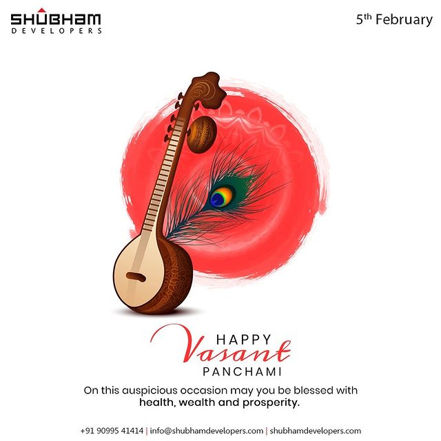 On this auspicious occasion wishes you the health, wealth and prosperity. 
#VasantPanchami #HappyVasantPanchmi #SaraswatiPuja #VasantPanchami2022 #ShubhamDevelopers #Gujarat #India #Realestate