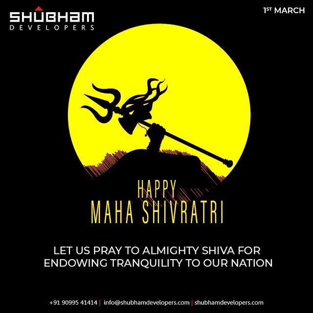 Let us pray to almighty Shiva for endowing tranquility to our nation

#HappyMahaShivratri #HappyMahaShivratri2022 #Shivratri #OmNamahShivay #LordShiva #FestivalsOfIndia #IndianFestival #Shiva
#ShubhamDevelopers #Gujarat #India #Realestate