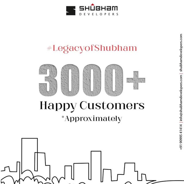 Join the ranks of over 3000+ satisfied customers who have trusted us with their real estate needs. Our dedicated team is committed to providing exceptional service and expert guidance, resulting in a smooth and successful transaction for all of our valued customers.

#ShubhamDevelopers #ShubhamPlesure #ShubhamGreencity #Shubhamelite #Office #Showroom #Officespace #Retail #Realestate #Property #LuxuriousLiving
