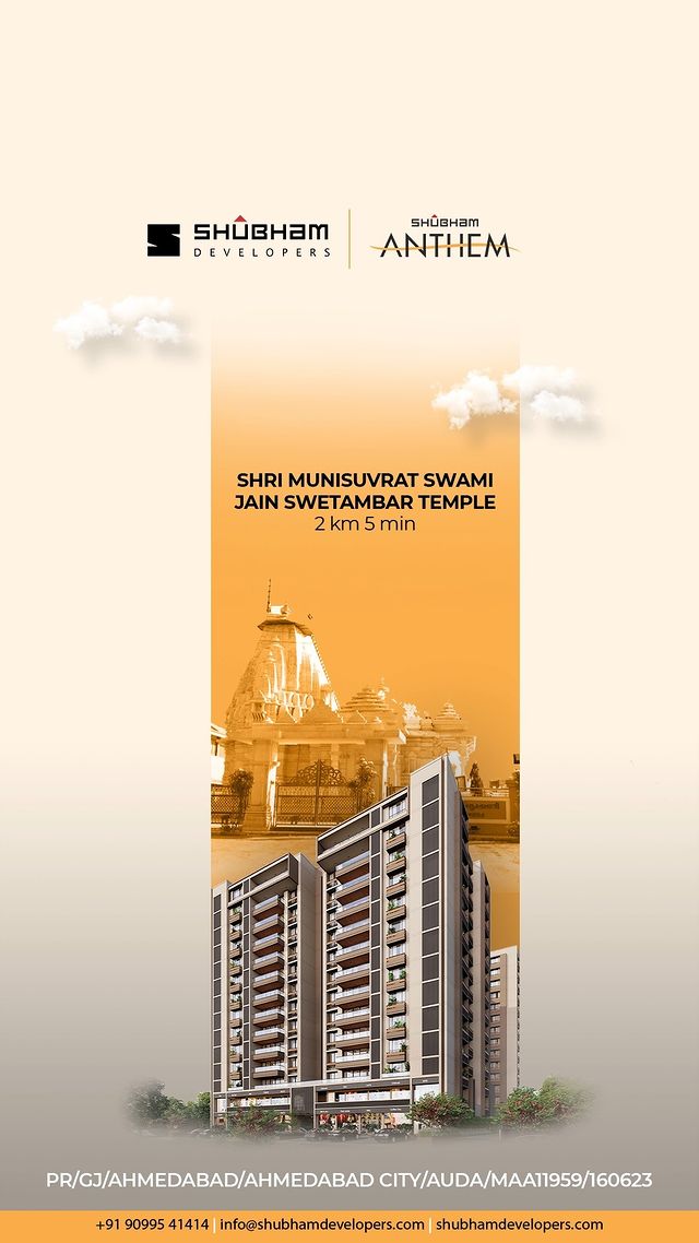 Discover the harmonious blend of quality living and spiritual tranquilly at Shubham Anthem, our exclusive residential project that offers an unmatched living experience. 

One of the key features that sets it apart is its prime connectivity to various temples, making it the ideal abode for those seeking a spiritually enriching lifestyle.

#ShubhamAnthem #TemplesNearBy #PeaceOfMind #ProximityToTemples #WellnessWithinReach #ConvenientLiving #ShubhamGreencity #ShubhamDevelopers #Vapi #Happyliving